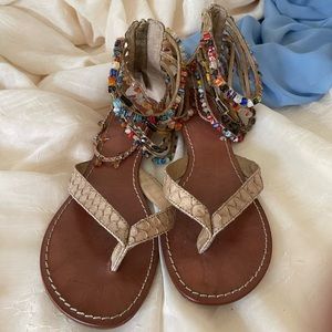 Jeweled ankle sandals
